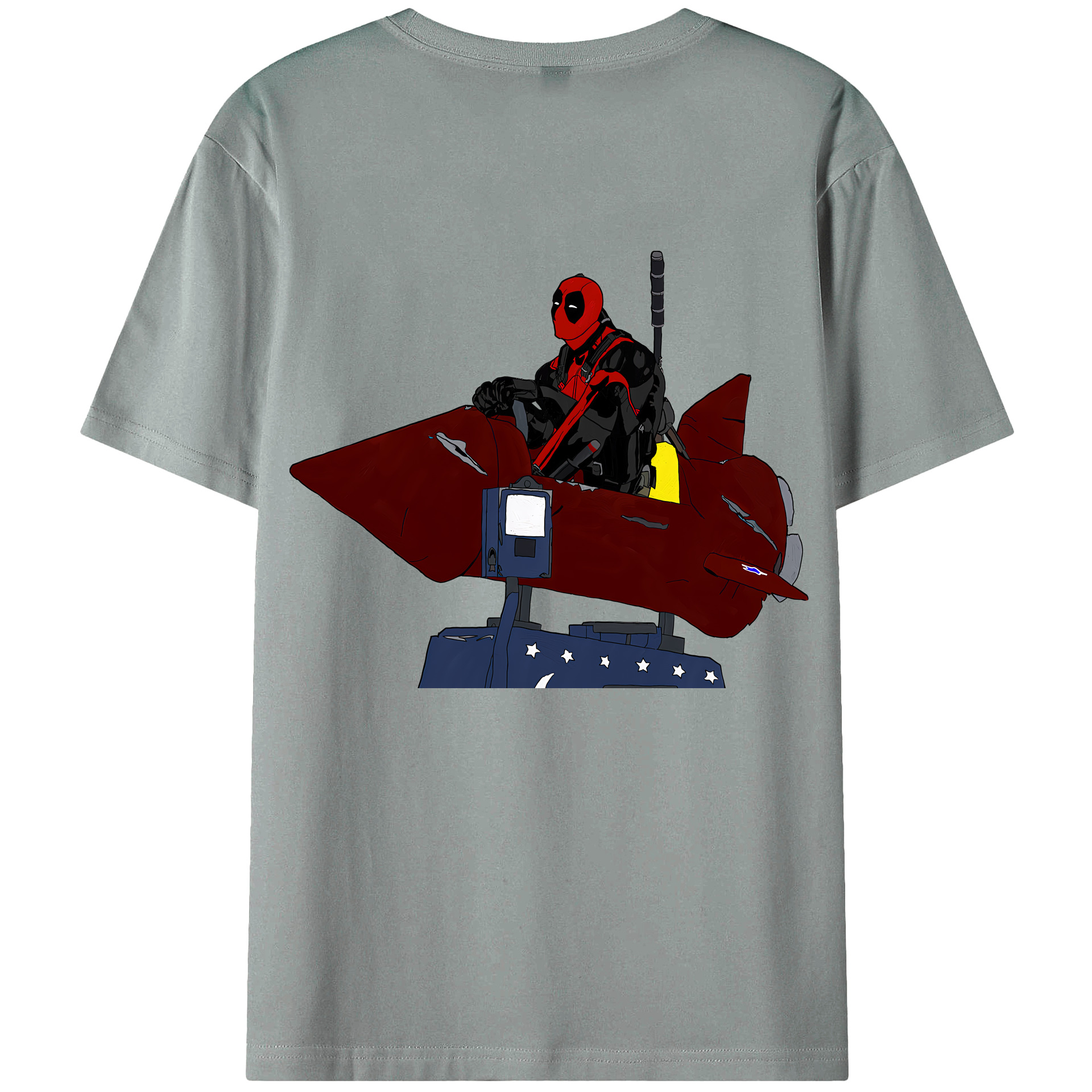 （画像用） Deadpool デッドプール 綿100％ メンズ半袖Tシャツ（バックプリント） 通気性